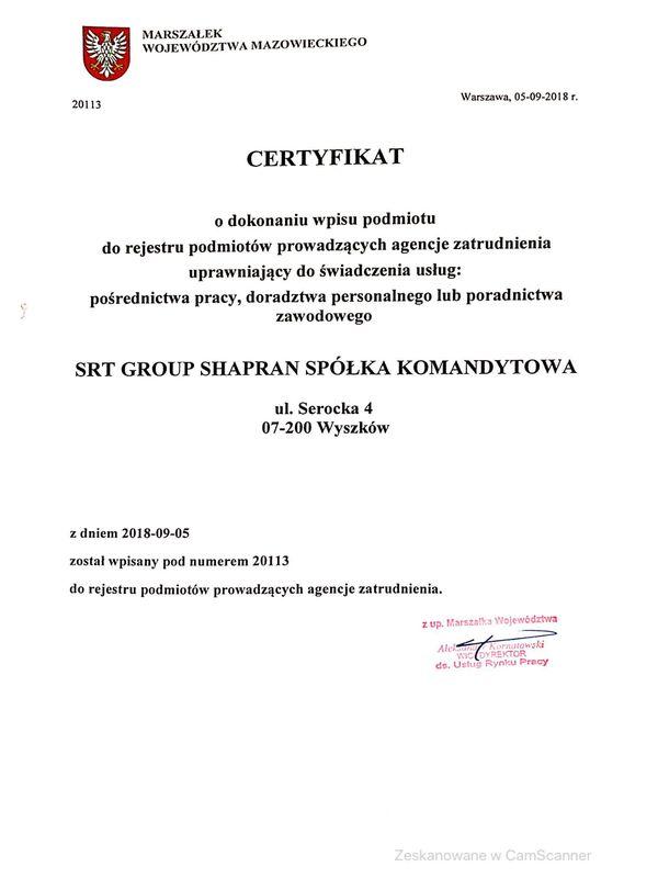 Certyfikat 2